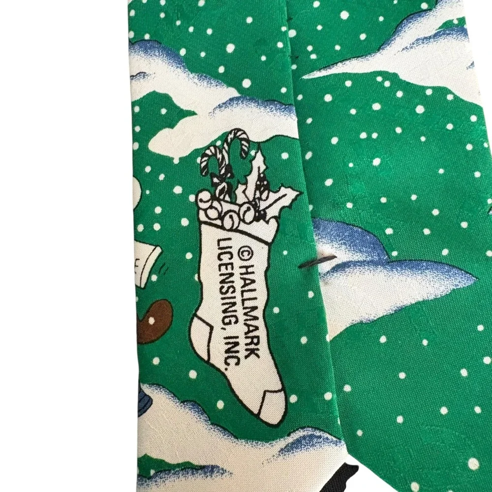 Yule Tie Greetings Green Santa‎ North Pole Christmas Men Necktie elf candy cane